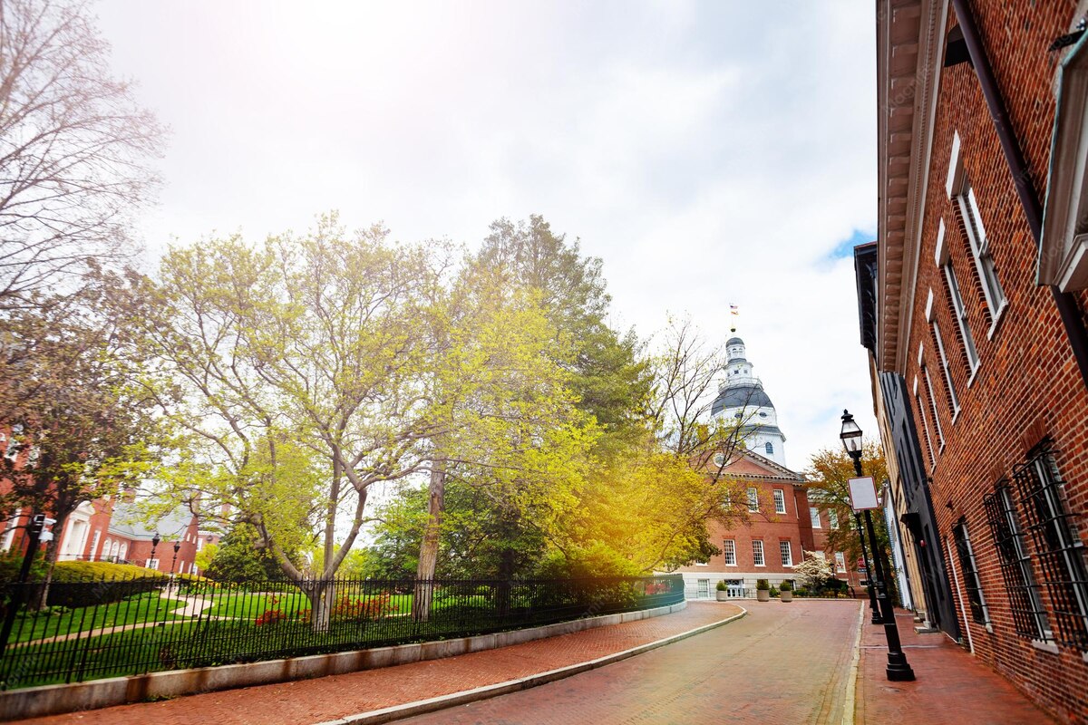Bladen Street in Annapolis leading toward the Maryland State House
