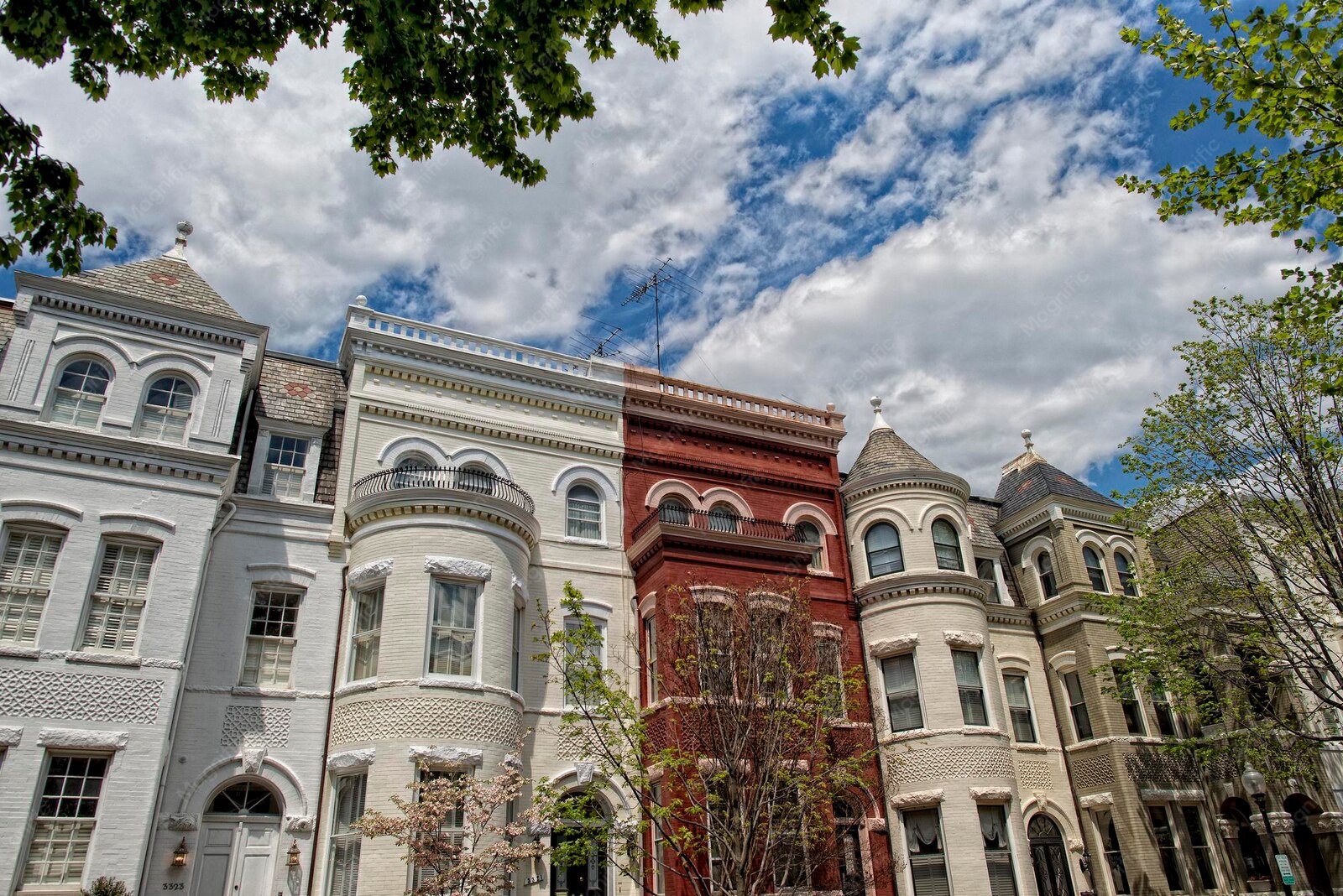 Colorful historic rowhouses in Georgetown, Washington, DC