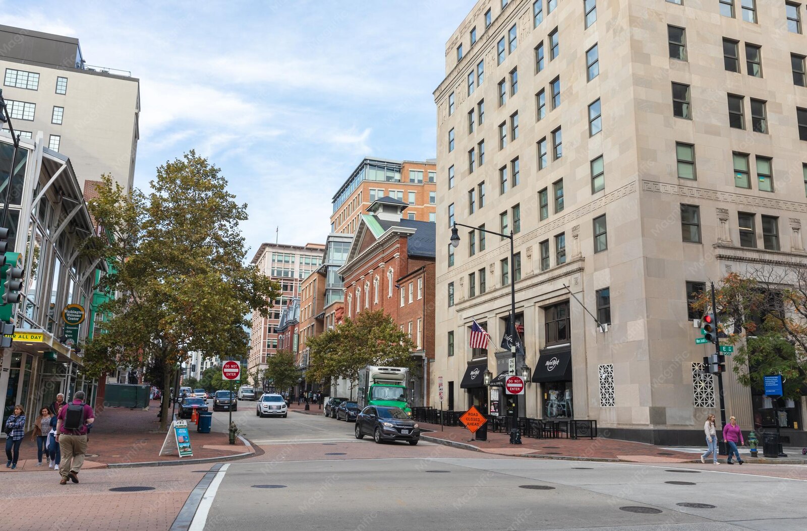 Busy downtown street in Washington, DC